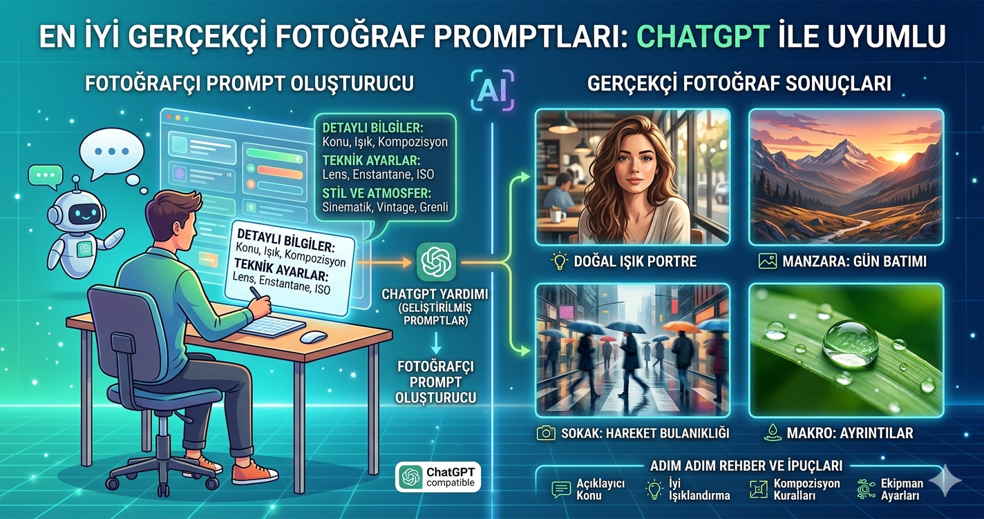 En İyi Gerçekçi Fotoğraf Promptları: ChatGPT ile Uyumlu